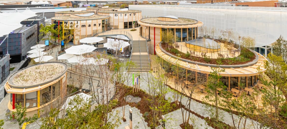It is made of wood and steel. Germany’s pavilion at Expo 2025 Osaka It is made of wood and steel. Germany's pavilion at Expo 2025 Osaka