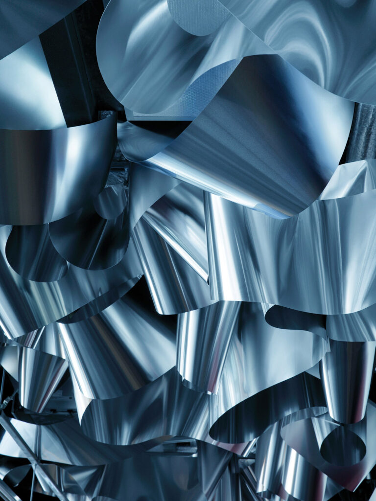 A bunch of shiny silver metal pieces.