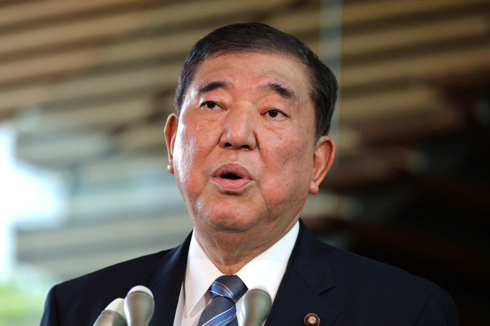 Prime Minister Shigeru Ishiba speaking to reporters.