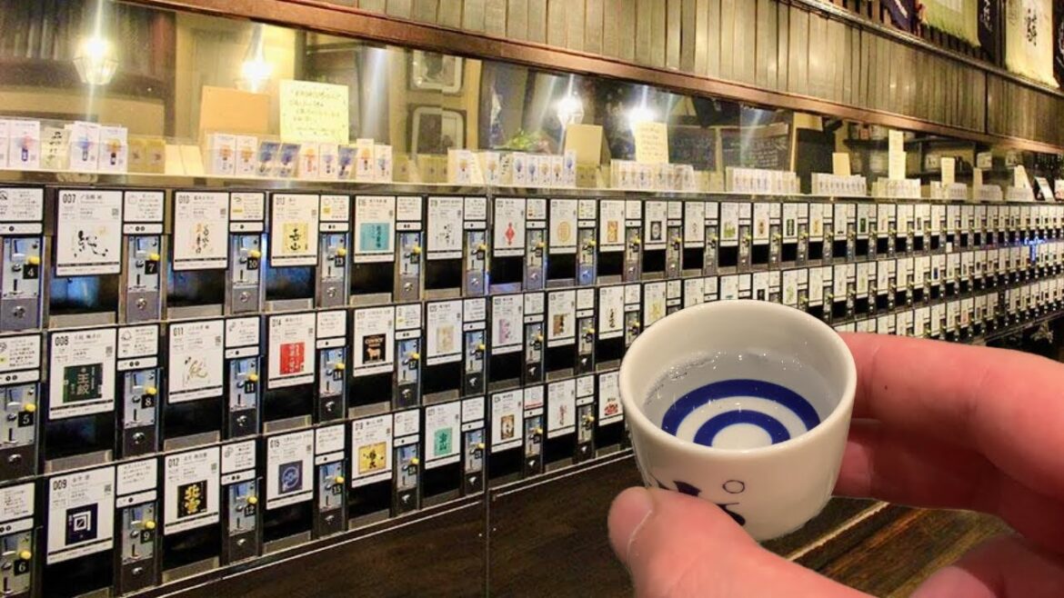 100 Mini Sake Vending Machines Restaurant in Japan