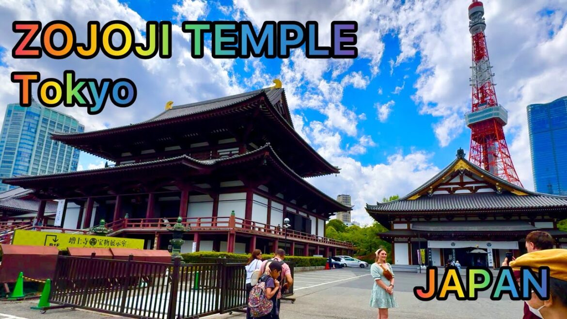 [4K] Walking Tour From Hamamatsucho to Tokyo Tower. Visit Zojoji Temple. Tokyo, Japan.