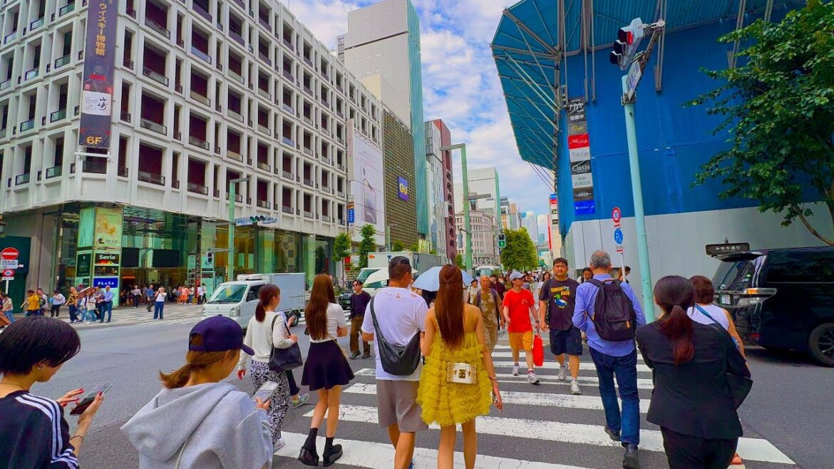 [4K] Walking Tour from Shinkawa to Ginza. Tokyo, Japan.