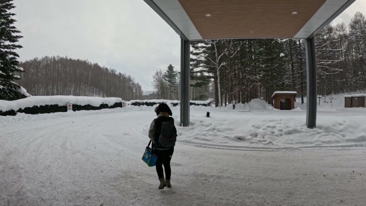 Furano - Shin Furano Prince Hotel waiting for Bus to go to Furano Station - 16 Dec 2024