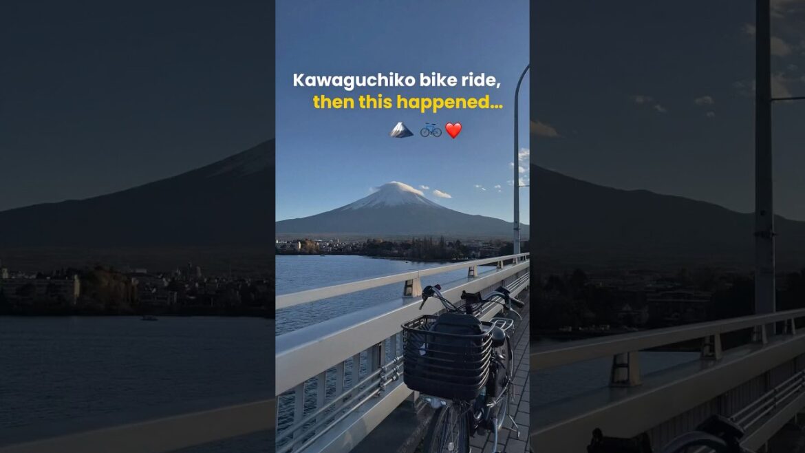 biking in Kawaguchiko with Mt. Fuji view 😍🚴‍♀️ #japantravel #lakekawaguchiko #mtfuji