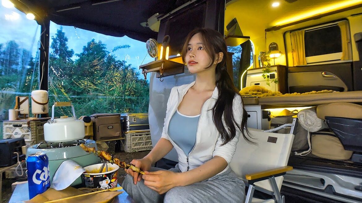 푸른 초원에서 소형 캠핑카로 강아지와 단둘이 차박하기 🚙 | 닭꼬치에 맥주 한 잔 | 망고케이크 만들어서 생일파티하기 푸른 초원에서 소형 캠핑카로 강아지와 단둘이 차박하기 🚙 | 닭꼬치에 맥주 한 잔 | 망고케이크 만들어서 생일파티하기