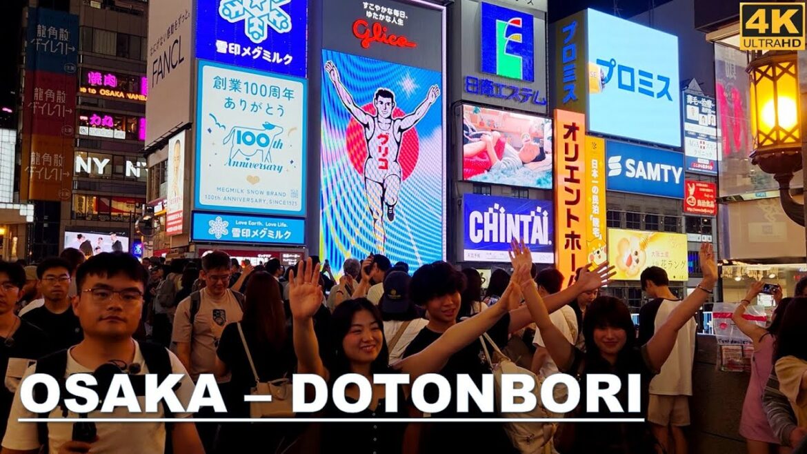 Night walking tour OSAKA❗[4K HDR+] Walking around at Dotonbori & Glico Sign❕Osaka Namba - Japan 2025