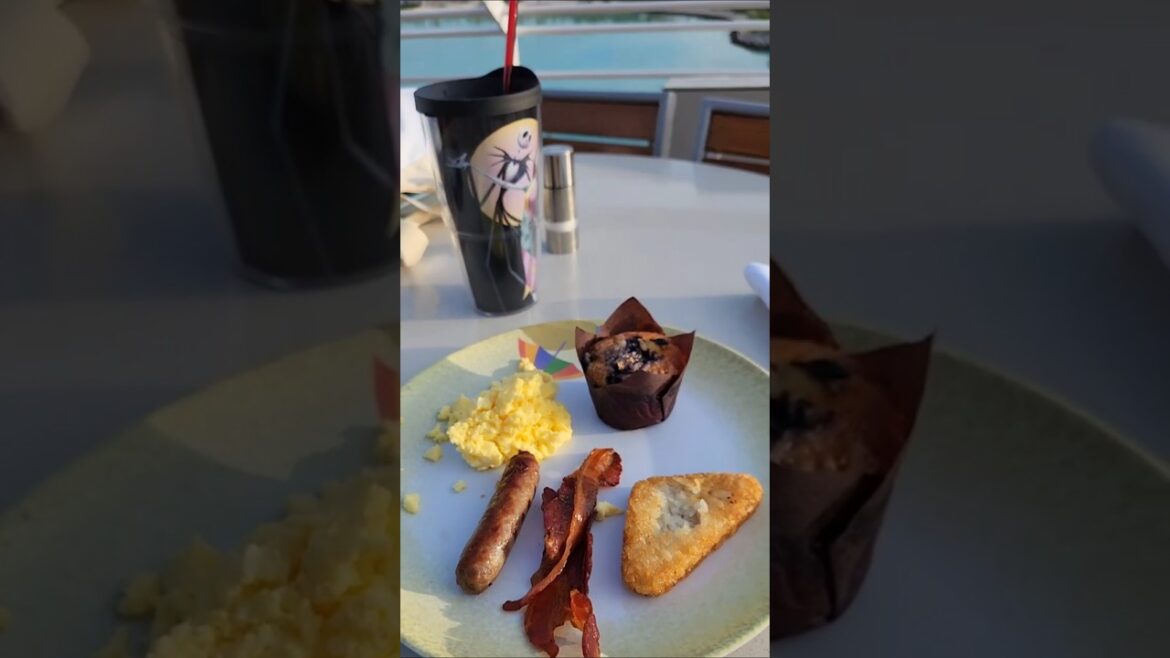 Breakfast with a view of DISNEY's Private ISLAND Castaway Cay #disneymagic #cruise #castawaycay