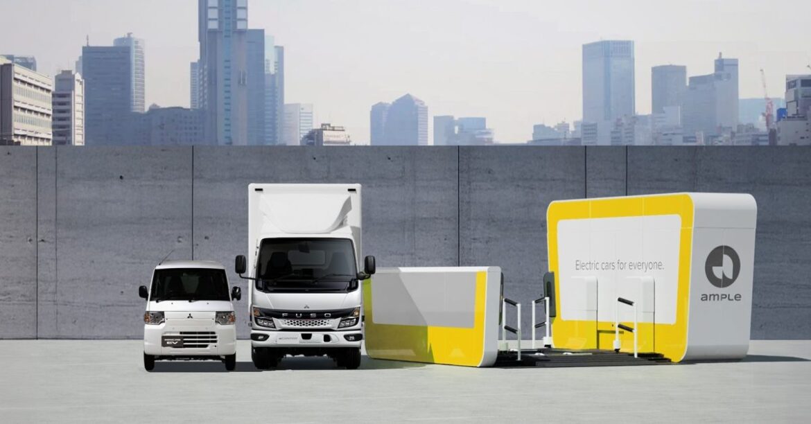 Mitsubishi debuts EV battery swap network for cars AND trucks