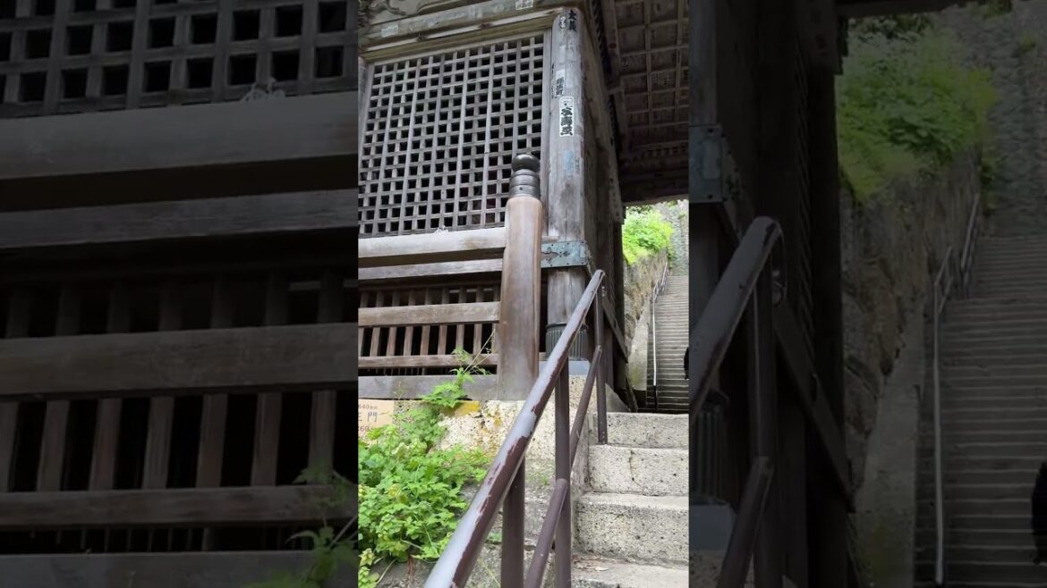 Die Stufen noch zum Bergtempel  Ryūshaku-ji