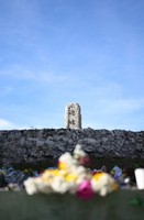 The Konpaku-no-to Monument, where many people gathered from early in the morning to pray for the war dead, is seen in Itoman, Okinawa Prefecture, on Okinawa Memorial Day, June 23, 2025. (Mainichi/Tatsuro Tamaki)