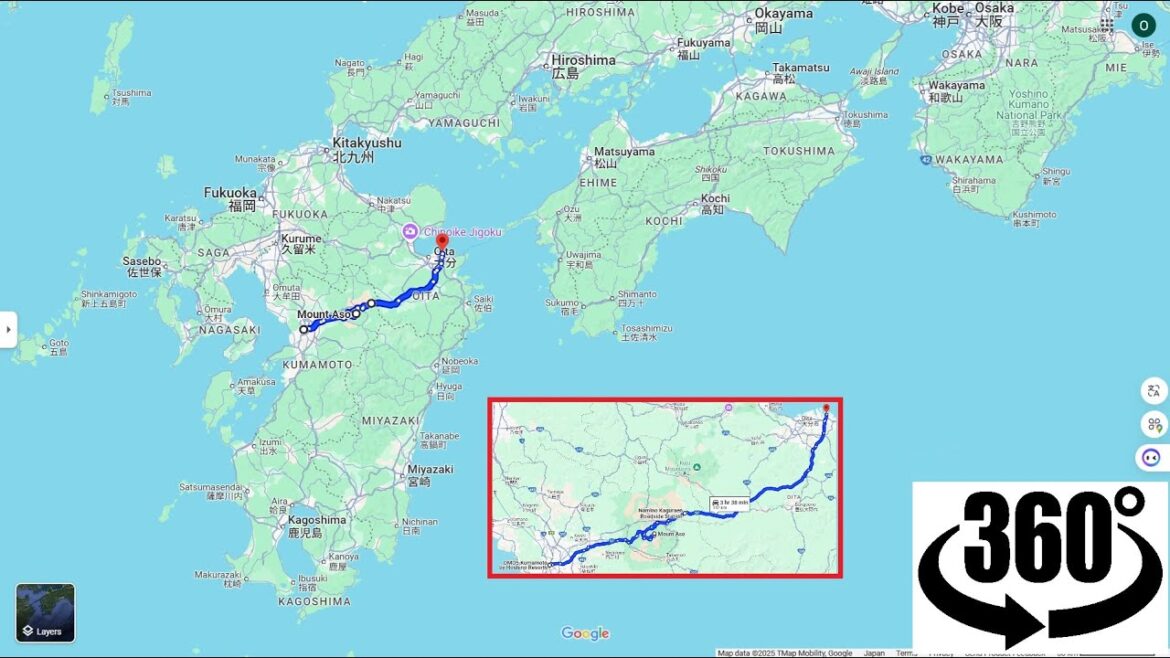 【360°動画】車旅　大分→熊本　阿蘇中岳火口　熊本下通
