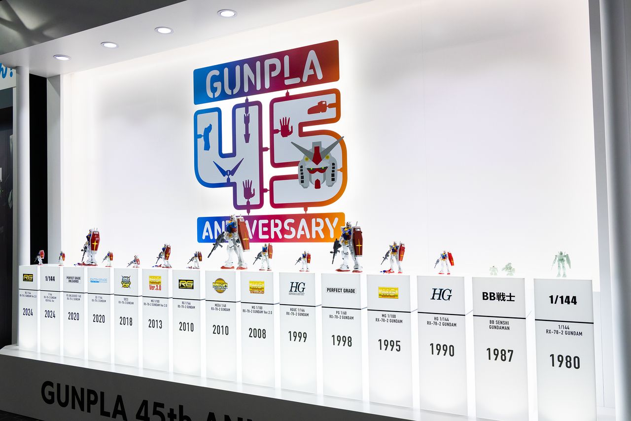 Exhibit celebrating the forty-fifth anniversary of Gundam model kits at Gundam Next Future Final. (© Sōtsū/Sunrise)