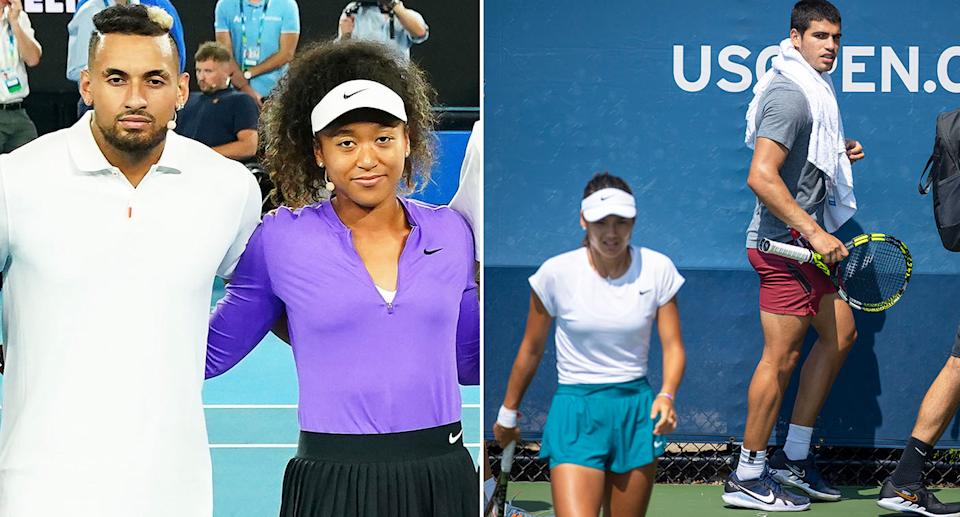 Nick Kyrgios and Naomi Osaka alongside Carlos Alcaraz and Emma Raducanu.