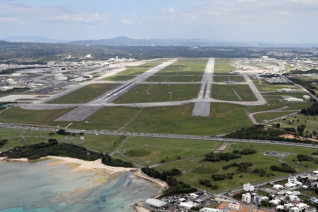 An aerial view of the US Kadena airbase in Okinawa prefecture. Photo: Jiji Press / EPA-EFE