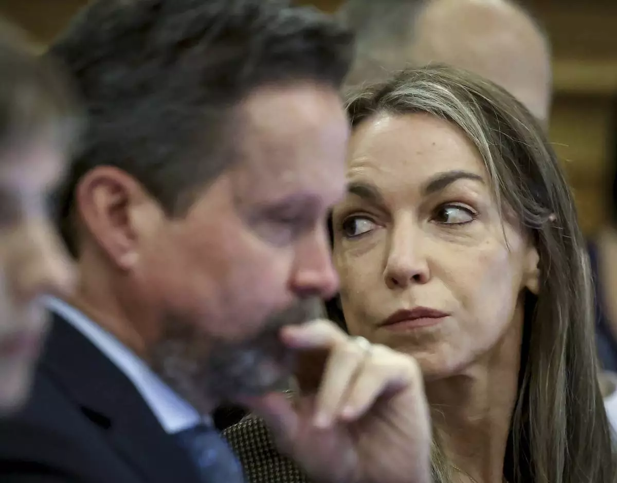 Defendant Karen Read during her retrial in Norfolk Superior Court, Thursday, May 29, 2025, in Dedham, Mass. (AP Photo/Mark Stockwell, Pool)