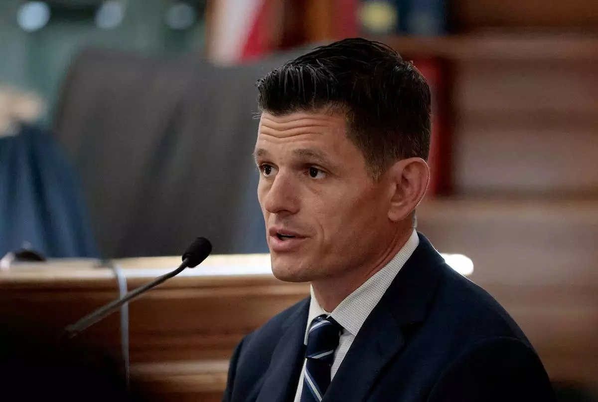 Jonathan Diamandis, a longtime friend of Michael Proctor, testifies for the defense during the murder retrial of Karen Read in Norfolk Superior Court, in Dedham, Mass., Monday June 2, 2025. (Pat Greenhouse/The Boston Globe via AP, Pool)