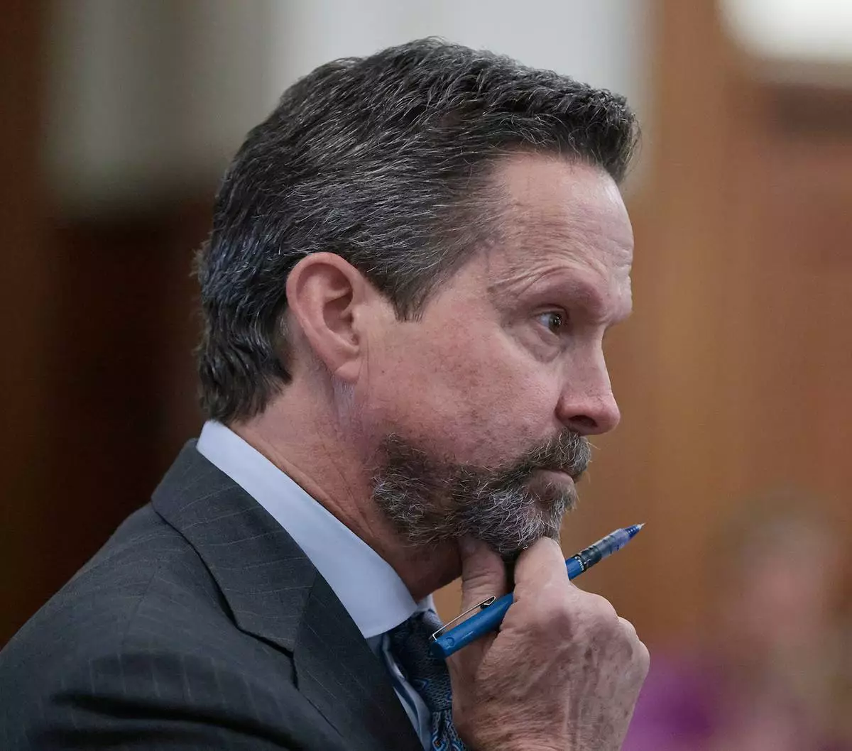 Defense attorney Alan Jackson questions Boston Police officer Kelly Dever during the murder retrial of Karen Read in Norfolk Superior Court, in Dedham, Mass., Monday June 2, 2025. (Pat Greenhouse/The Boston Globe via AP, Pool)