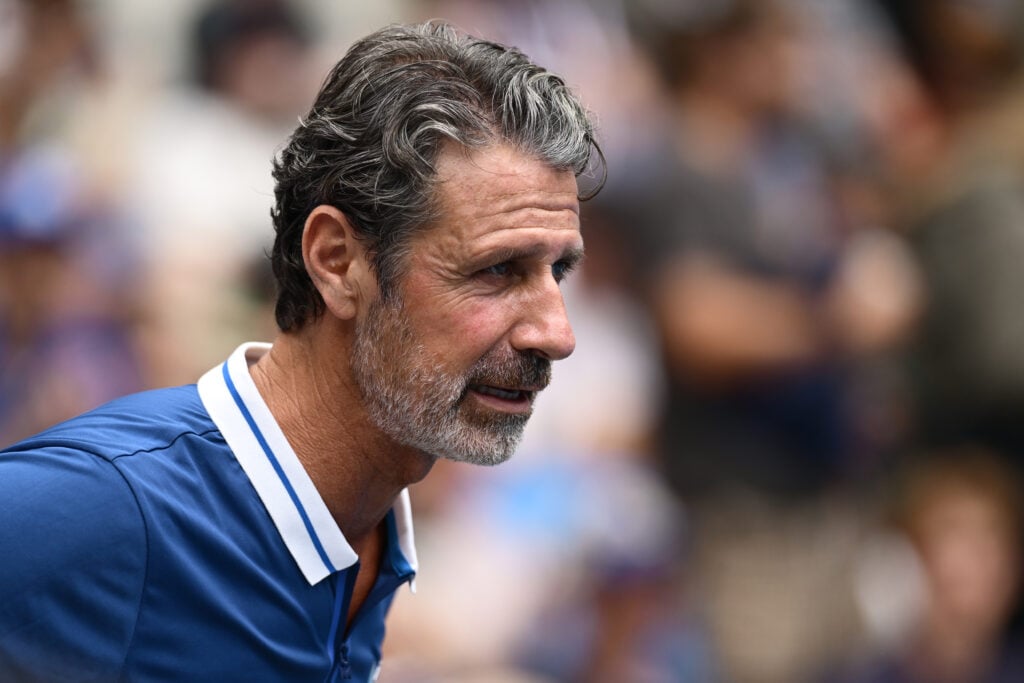 Patrick Mouratoglou, coach of Naomi Osaka of Japan is seen in the Women's Singles Second Round match against Karolina Muchova of the Czech Republic during day four of the 2025 Australian Open at Melbourne Park.