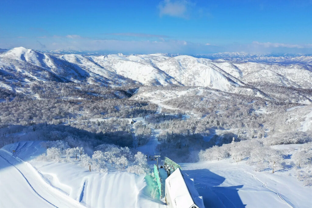 The view from the top of the gondola, looking down the Asari Dynamic course