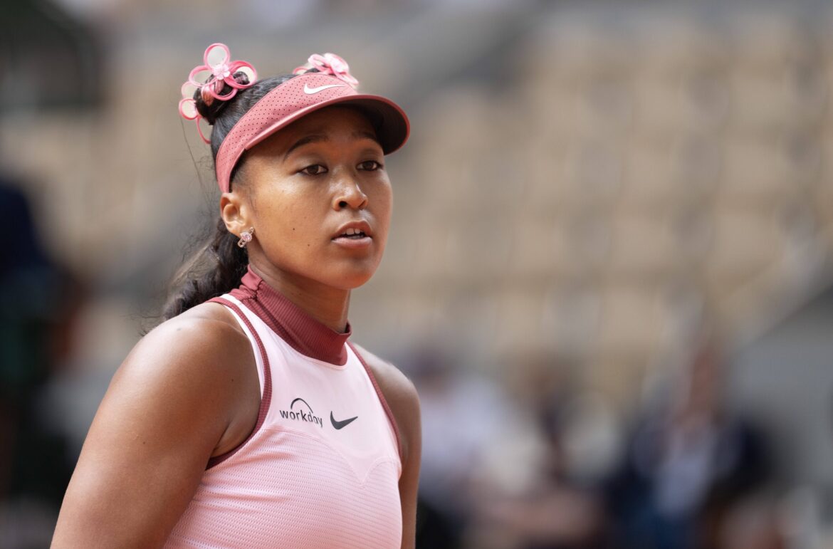 May 26, 2025; Paris, FR; Naomi Osaka of Japan during her match against Paula Badosa of Spain on day two at Roland Garros Stadium.
