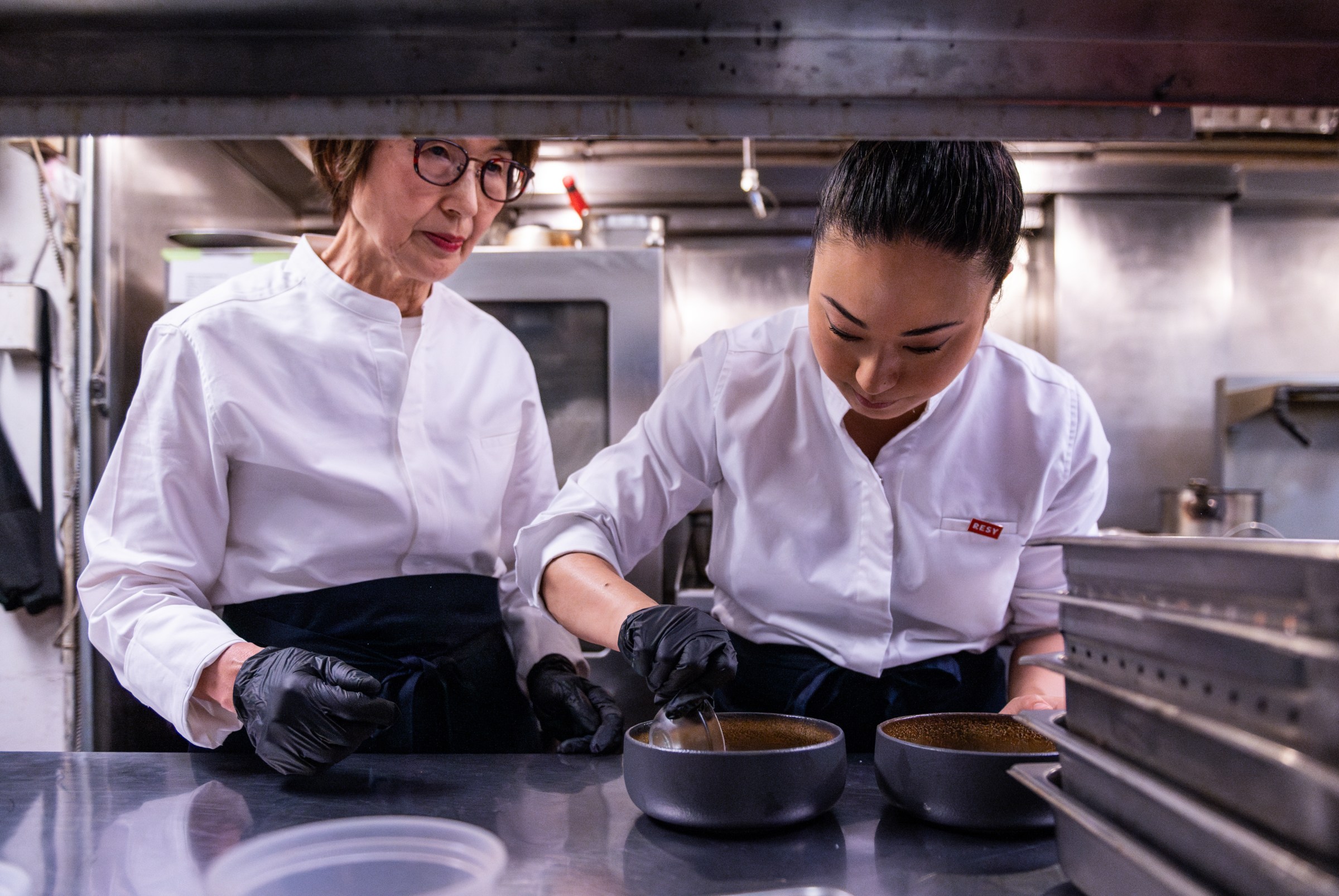 Masako and Ryoko Morishita in the Perry’s kitchen.