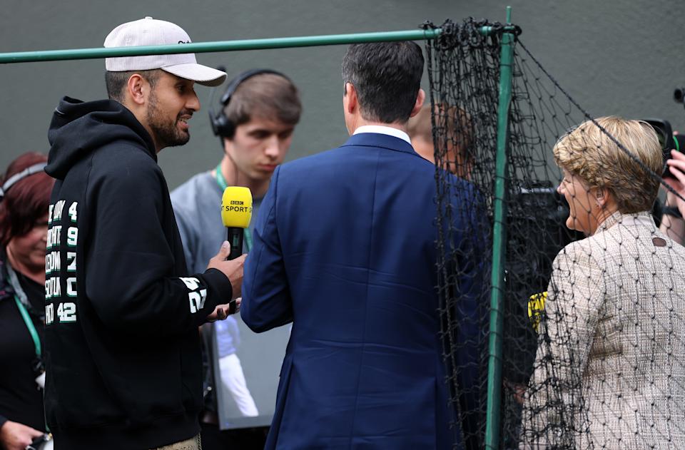 Nick Kyrgios talks on BBC at Wimbledon.