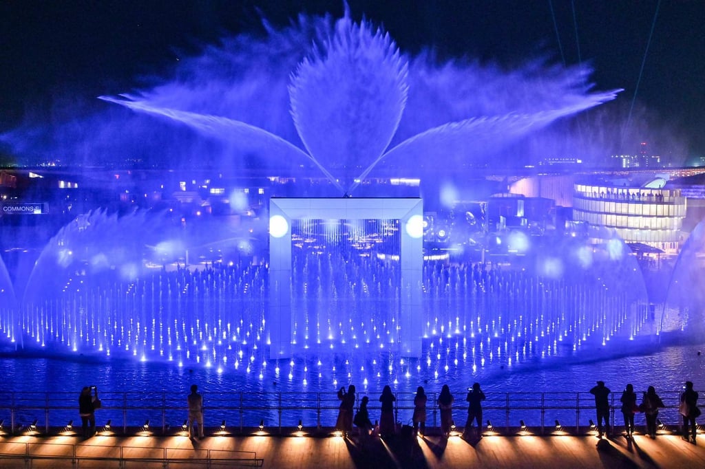 A water and light display at the 2025 Osaka Expo in Japan. Photo: AFP