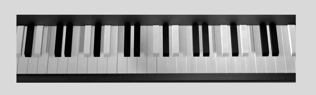 image of amended keyboard for the decaphonic piano