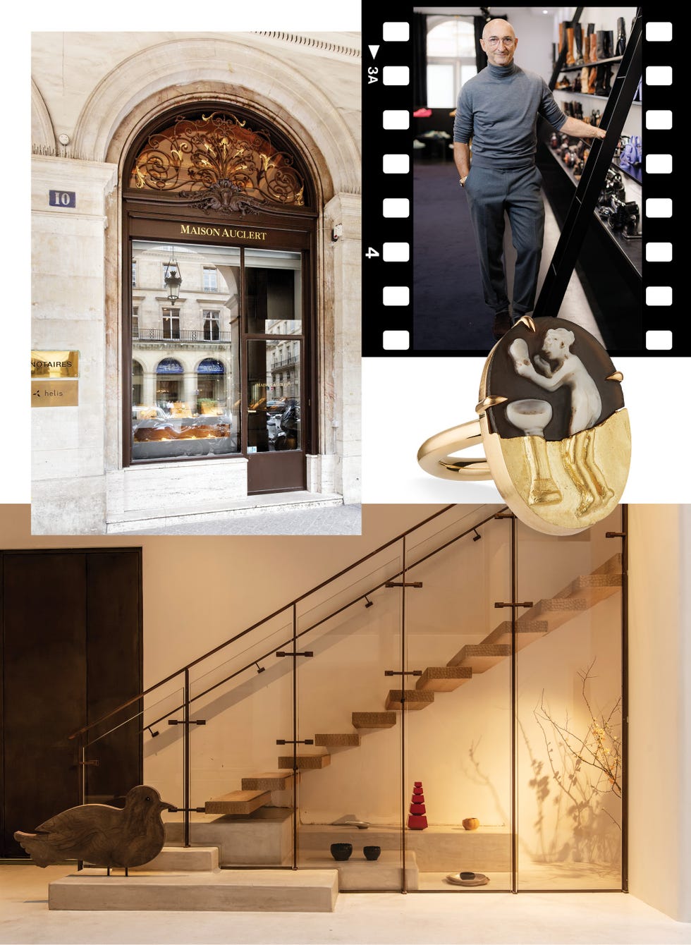 exhibition featuring a jewelry store an art piece and a staircase