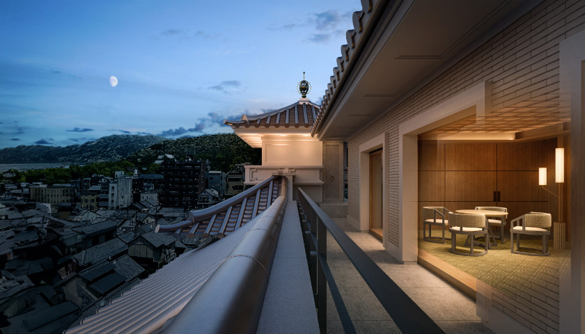 Artist's impression of Imperial Hotel, Kyoto overlooking old city