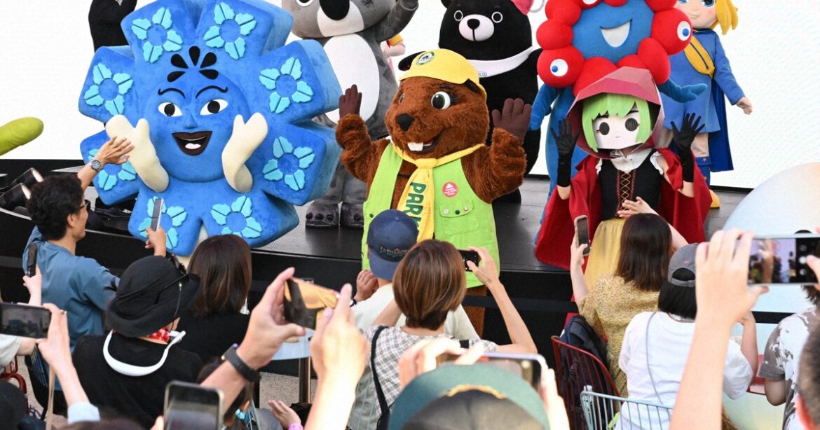 Myaku-Myaku, other mascots show off moves at Osaka Expo dance event Myaku-Myaku, other mascots show off moves at Osaka Expo dance event