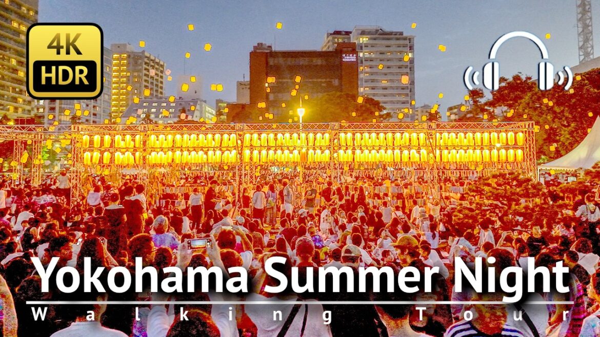 Yokohama Summer Night & The Floating Lanterns in Yamashita Park Walking Tour [4K/HDR/Binaural]