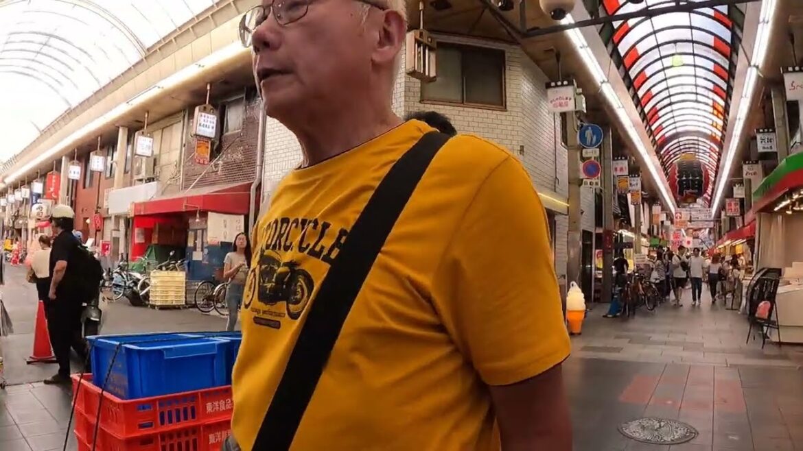 Kuromon (Osaka, Japan) street market for food and souvenirs.