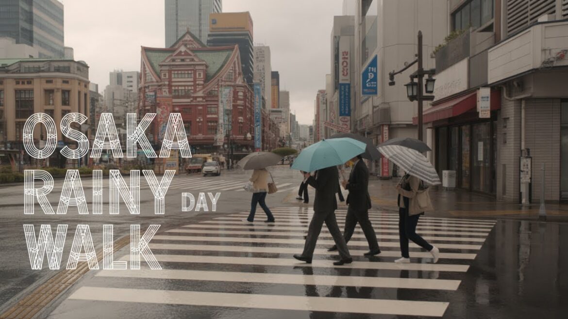 Walking a Luxury Shopping Street in Osaka, Japan on a rainy day
