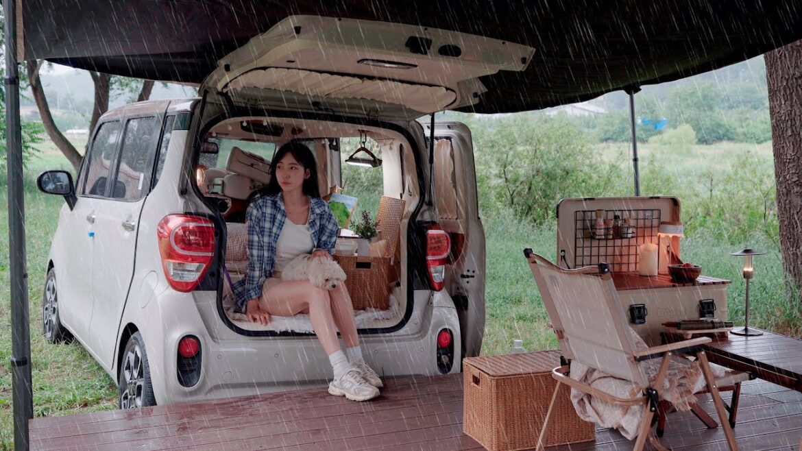 ☔️빗소리로 힐링하는 경차 우중캠핑과 강아지와 함께하는 한국의 스위스 민둥산 그림여행까지! 힐링종합선물세트 | 열무김치국수와 불고기 | Paintinng
