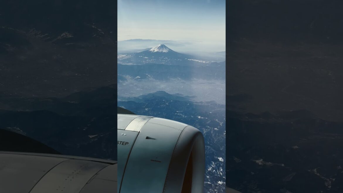 Mount Fuji seen from above #shorts #travel #short #airplane #koreanair #japan