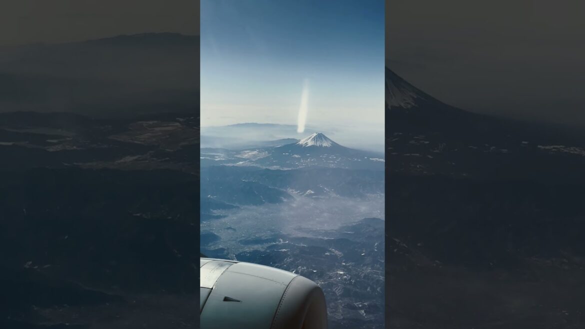 Mount Fuji seen from above #shorts #travel #short #airplane #koreanair #japan