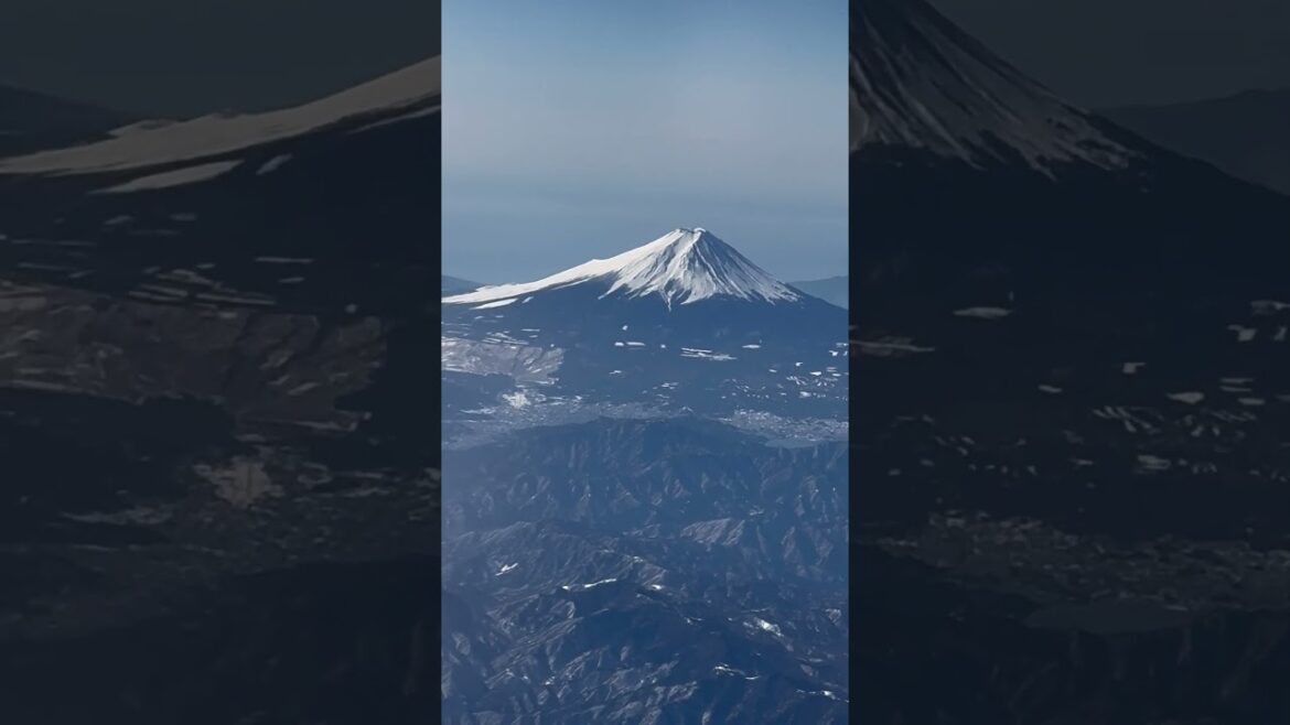 Mount Fuji seen from above #shorts #travel #short #airplane #koreanair #japan