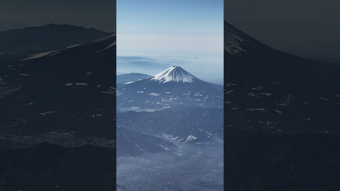 Mount Fuji seen from above #shorts #travel #short #airplane #koreanair #japan