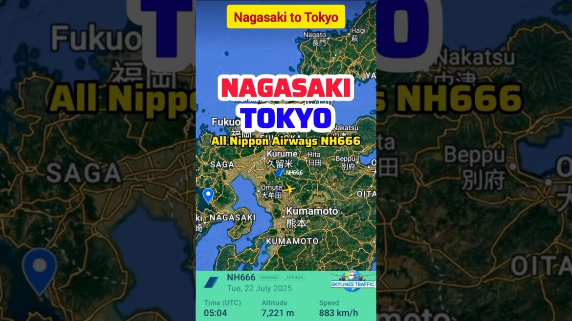 ✈️Nagasaki to Tokyo Flight Route | 23-7-2025 #fyp #aviation #airtraffic #aircraft #skylinestraffic