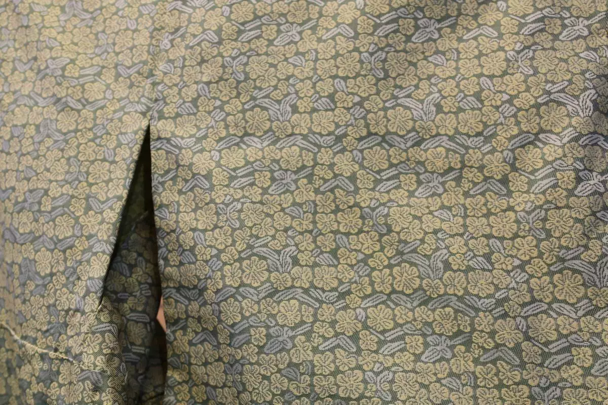 This shows the Nishijinori fabric for which AI came up with the design at the Fukuoka Weaving in Kyoto, western Japan on July 3, 2025. (AP Photo/Yuri Kageyama)