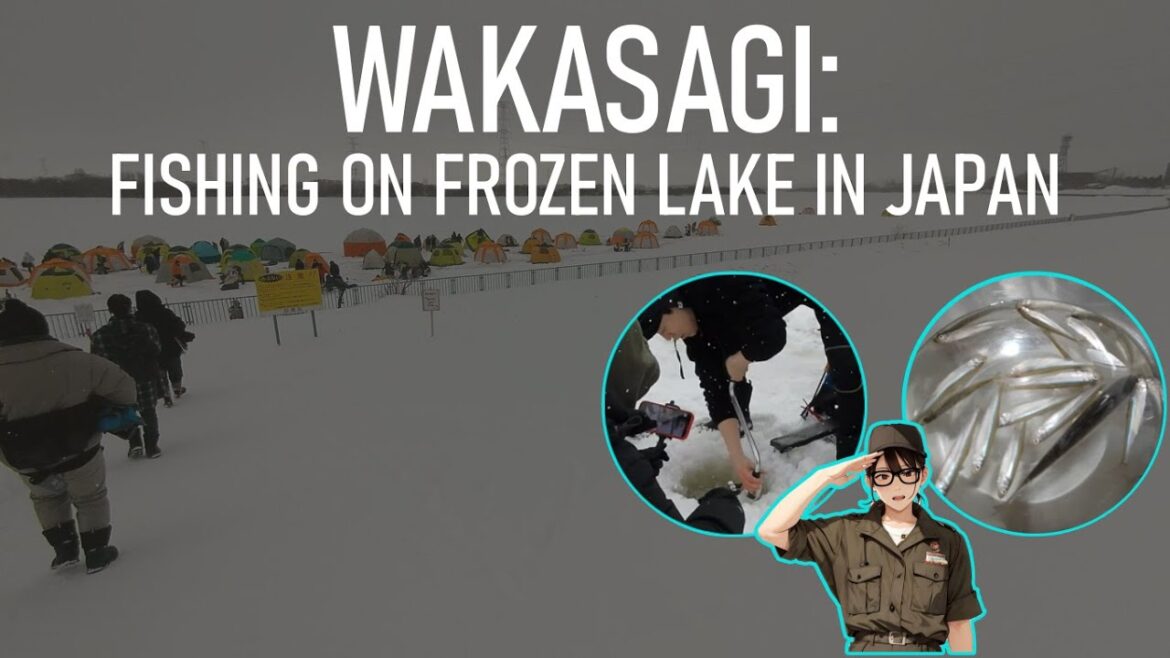 Fishing on Frozen Lake in Hokkaido, Japan Wakasagi trip