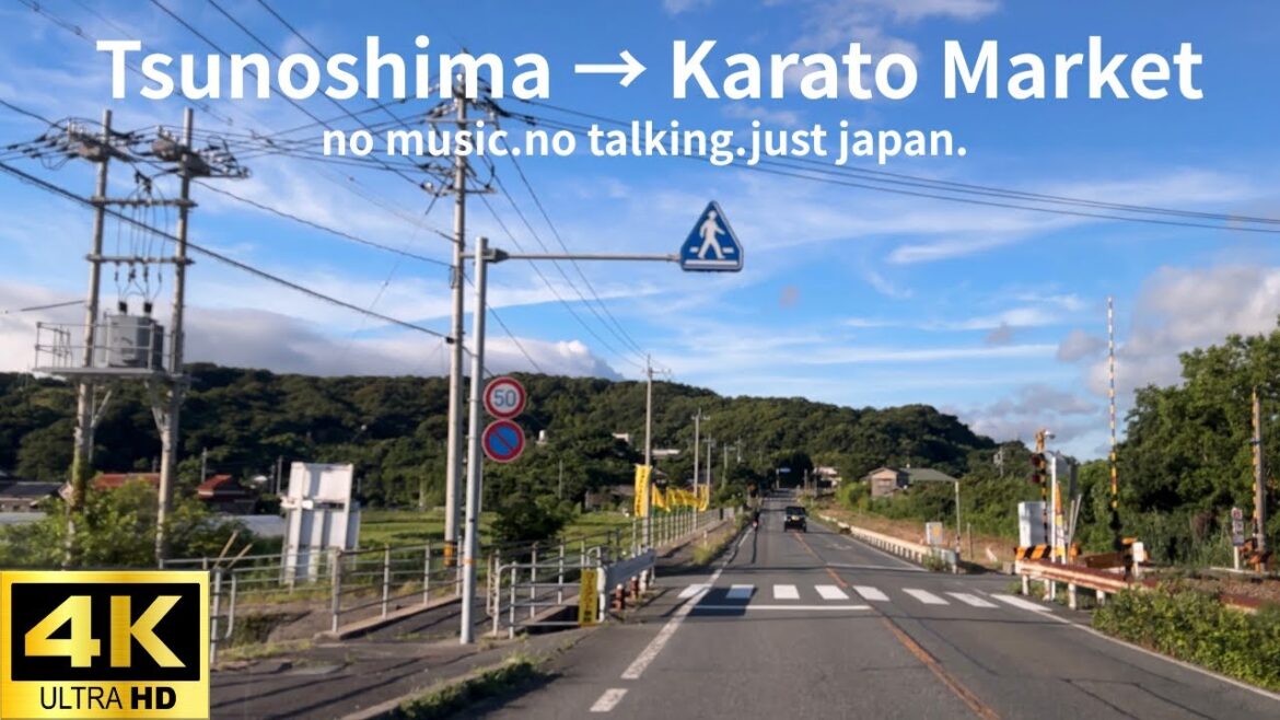 [4K] Scenic Coastal Drive: From Tsunoshima Bridge to Karato Market | 角島大橋から唐戸市場へ、絶景の海沿いドライブ