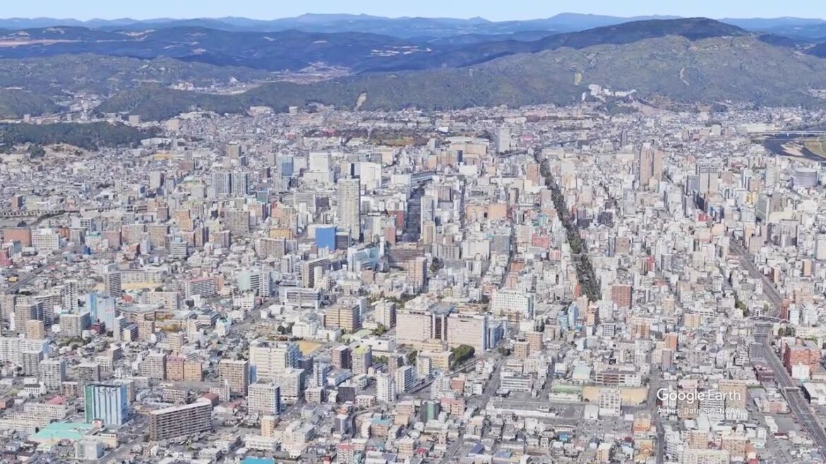 Okayama View 3D  Aerial Journey Over Japan’s Castle City in 4K
