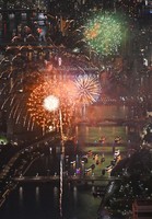 Fireworks are seen during the Sumida River Fireworks Festival in Tokyo on July 26, 2025, in this photo taken from a Mainichi Shimbun helicopter. (Mainichi/Koichiro Tezuka) 