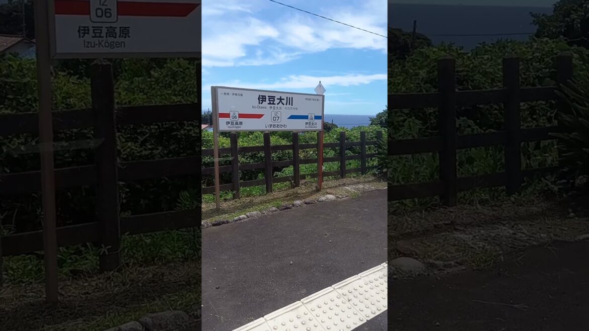 【大島が見える駅】伊豆急伊豆大川駅「大島を見ながら発車」伊豆急③普通伊豆下田行　静岡旅行　伊豆観光　静岡県伊東市