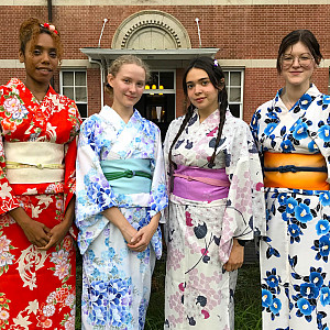 Girls wearing kimonos