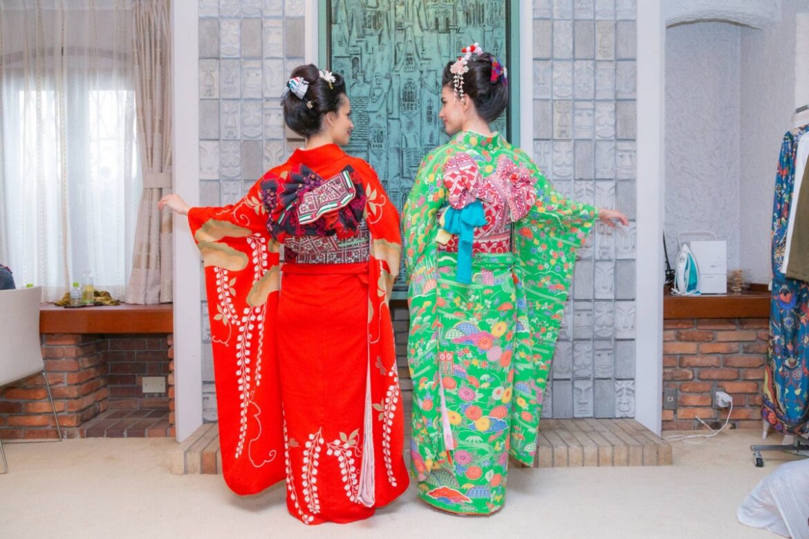In Gaza-made obi, Palestinian embroidery meets Japanese kimono