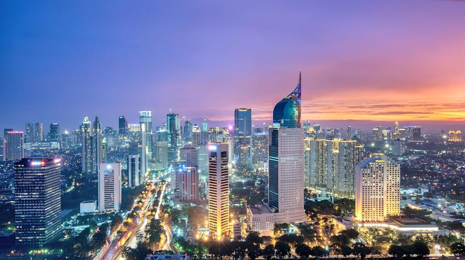 City skyline during sunset with tall buildings and busy streets, symbolizing urban travel and vibrant city life