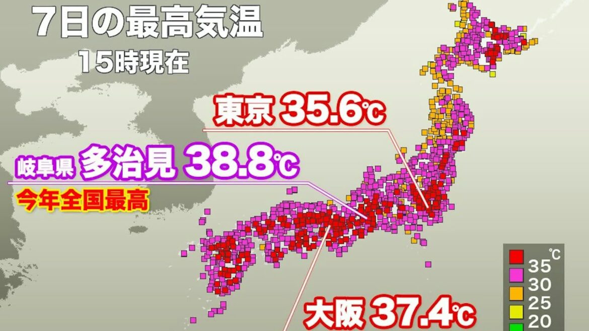 Osaka and Nagoya hit 38°C, heatstroke alerts issued Osaka and Nagoya hit 38°C, heatstroke alerts issued